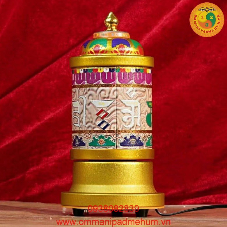 Kinh luân điện Om Mani Padme Hum có nhạc sẵn cỡ nhỏ 20cm